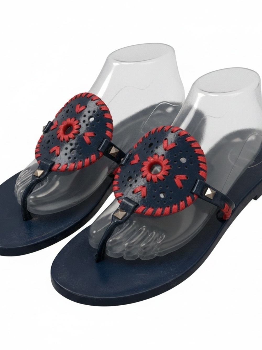 Jack Rogers Navajo Sandals – Navy with Red Whipstitch – Size 9 - Picture 2 of 6